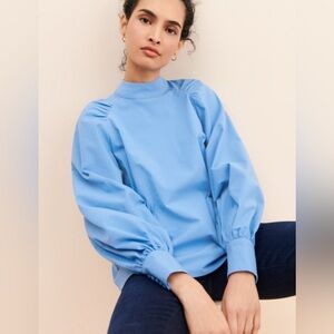 JUST Female Helka Puff Sleeve Blue Bell Blouse Large